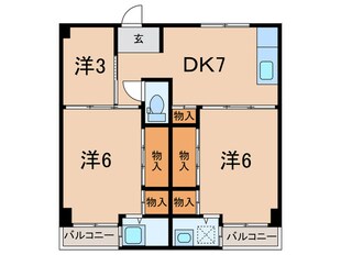 ビレッジハウス宮の前１号棟の物件間取画像